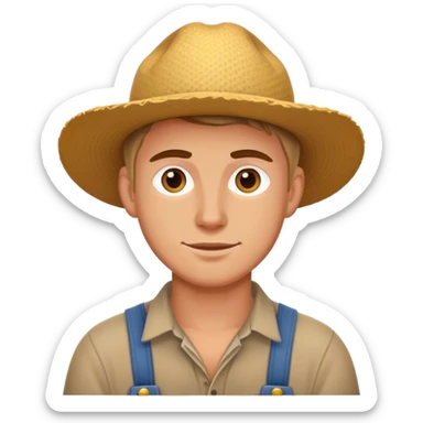 white farmer young man sticker