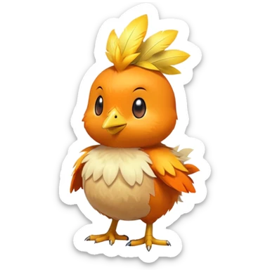 Torchic, the small orange fire-type chick Pokémon with yellow feathers on head and small beak sticker