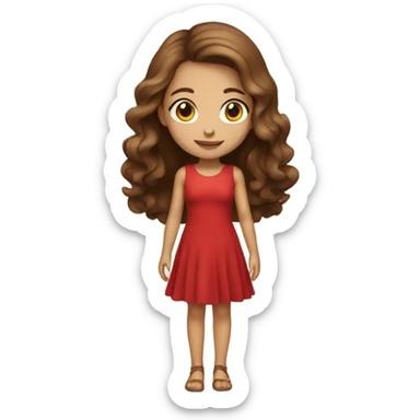 stunning girl in red dress brown hair sticker