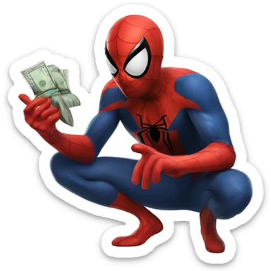 Spider-Man counting money sticker