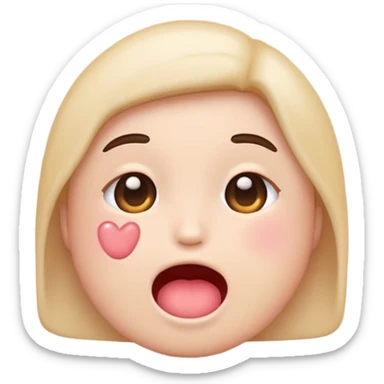 Cute blushed iphone emoji finger inside mouth sticker