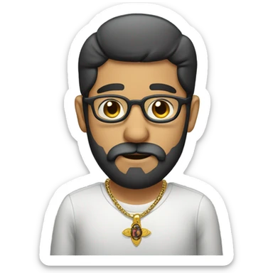 Mexican man with beard and glasses and cross necklace picking his nose sticker