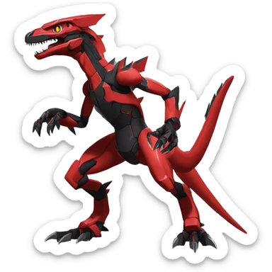  Cool Edgy Black Red Digimon-Fakemon-Guilmon-Velociraptor-Dragon-Mecha full body sticker