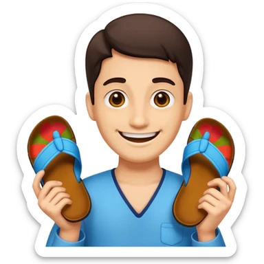 Smile, holding a chappal, emoji sticker