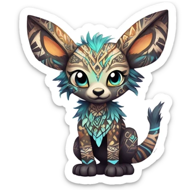 cute Kawaii edgy ethereal shy epic tribal fantasy animal fursona Fionbri creature by griffsnuff & LiLaiRa & Falvie with exotic colors with intricate patterns full body sticker
