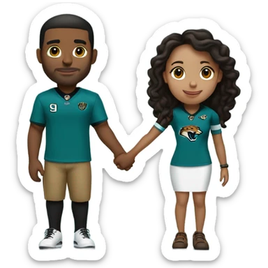 Brown guy and brown girl withJacksonville jaguars  clothes holding hands sticker