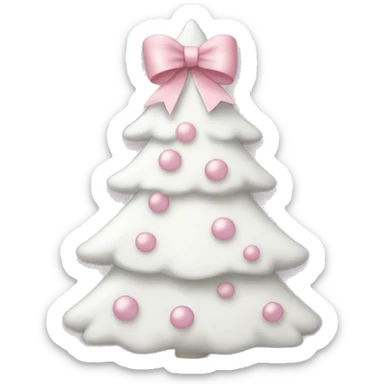 white christmas tree with light pink bows sticker
