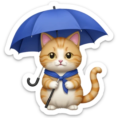 cat holding an umbrella sticker