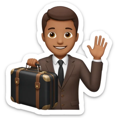 A BROWN business man with a suitcase in his hand sticker