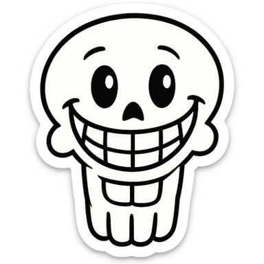 Add a lower jaw to complete the mouth and smile, keeping the skull happy and cheerful. Remove the background. sticker