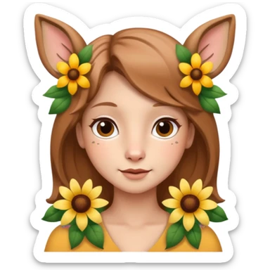 Adult Cute human like fawn with flowers sticker