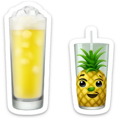 Yellow pineapple drink in a highball glass sticker