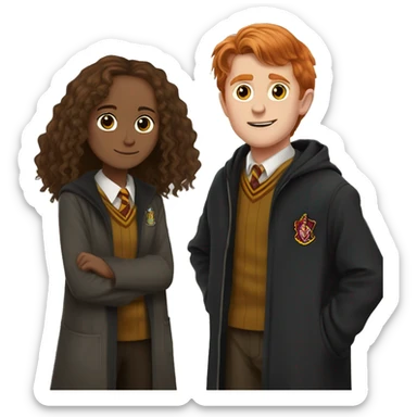harry potter with hermione granger and ron weasley standing together sticker