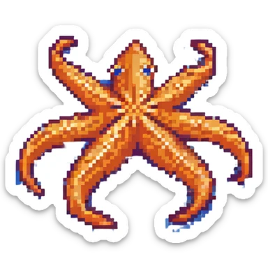 Orange sea star with five arms sticker