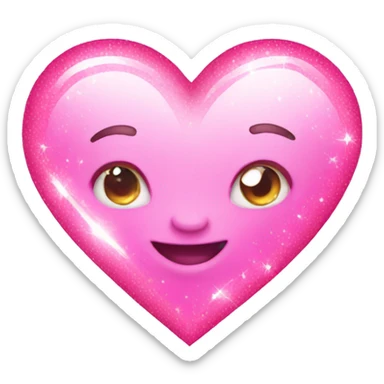 Pink sparkling heart  sticker