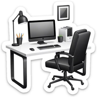 home office desk. black and white sticker