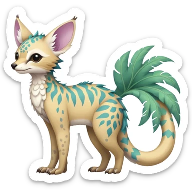 Feral Rare Fantasy pastel tropical Vernid-Trico-species by LiLaiRa, random markings, tufted tail, tufted ears, full body sticker