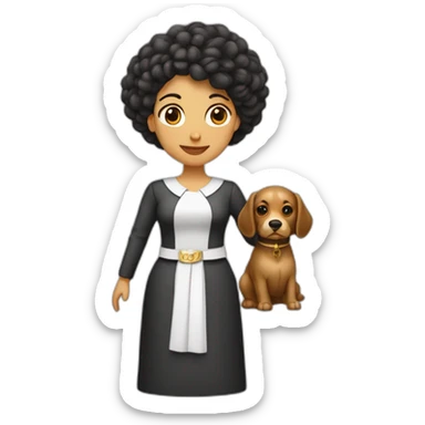 mujer piel morena pelo largo con perro pastor belga sticker