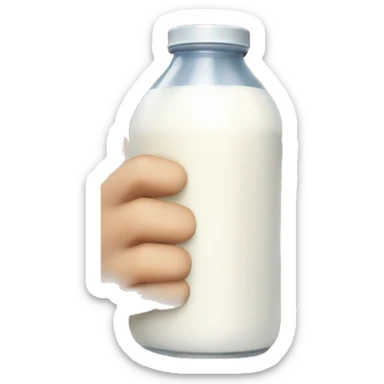 Boy with brown hair and blue eyes holding a jug of milk  sticker