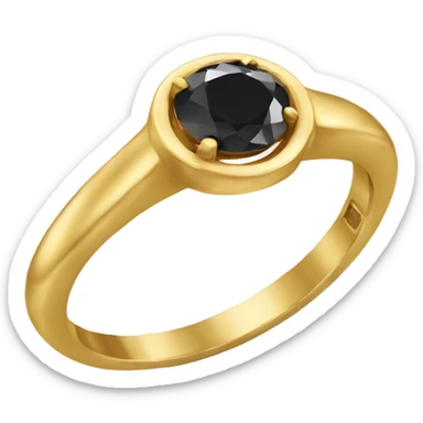 gold ring with black diamond sticker