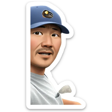 casual boy outdoors with hat sticker