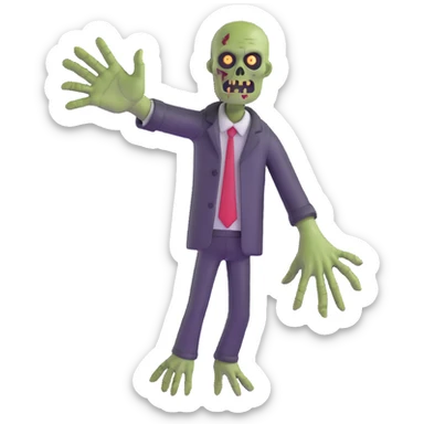 zombie with one hand reaching up sticker