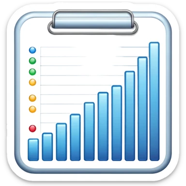 ios style emoji for report sheet consisting graph/ charts with sparkle around the report  sticker