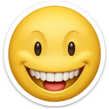 a yellow  smiley face with very big teeth like the trivago guy sticker