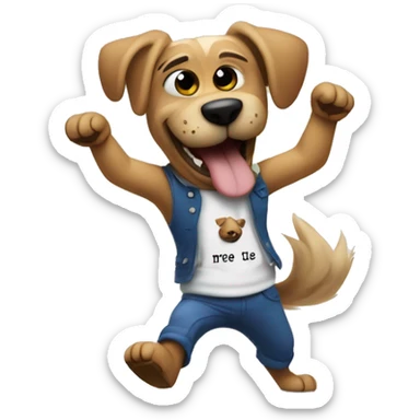 perro bailando con una frase que diga bienvenidos tiesos  sticker