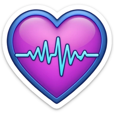 heart pules tech with the pules symbol in the middle, make the hart dark purple. navy blue outline sticker