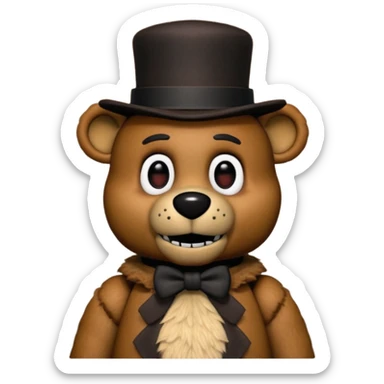 Freddy Fazbear with black and tiny hat from Five Nights At Freddy's Movie sticker