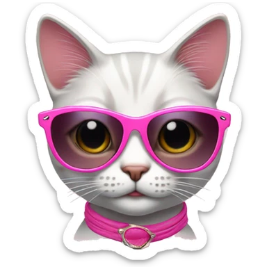 Cat coquette with sunglasses pink  sticker