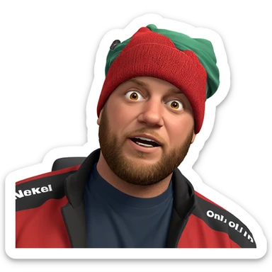 bold red hat and beard sticker