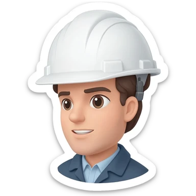 Emoji de ingeniero industrial con casco blanco sticker