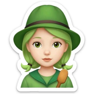 girl kid Character with Green Hats sticker