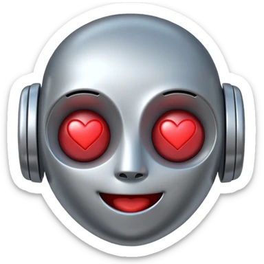 a happy robot face with heart eyes sticker