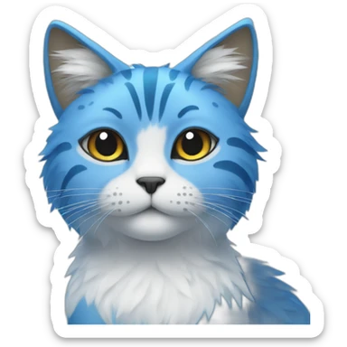 A blue winged cat with fur dotted with glitter sticker