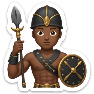 black ancient soldier with raw stick weapon sticker