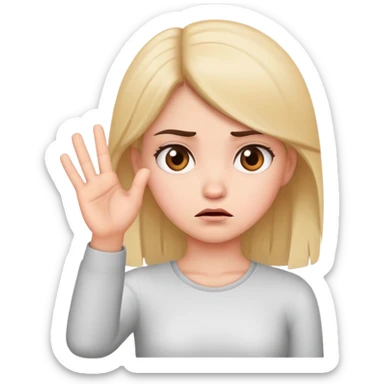 annoyed girl with stop hand gesture sticker