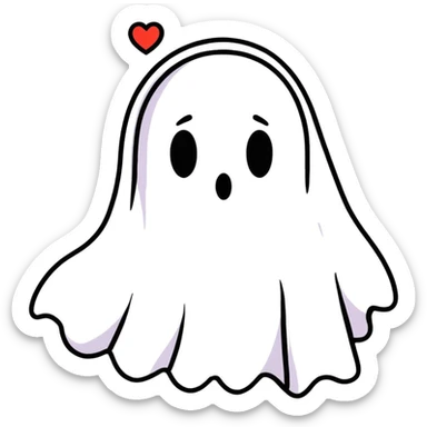 Ghost face with hearts around him sticker