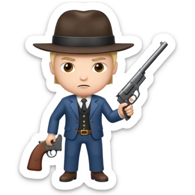 Mini man with a gun sticker