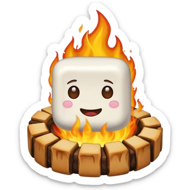 marshmallow on fire sticker