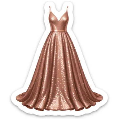 Realistic rose gold sequin gown isolated sticker