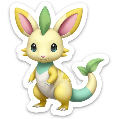 Cute Pastel Sunny Warm Hot Leavanny-Gallade-Ampharos-Inteleon-Nidoqueen-Fakémon-Pokémon-hybrid-fusion-creature, full body sticker