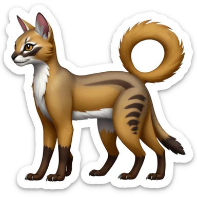 dark fruity white glorious divine exotic cool beautiful beautiful fantasy-caracal-civet-genet-sergal-vernid-Gryphon-Cacomistle-Trico-oncilla-animal-Fakémon-hybrid-fursona (full body) sticker