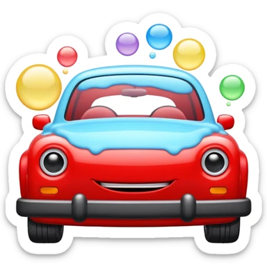 car wash with colorful foam bubbles and cars sticker