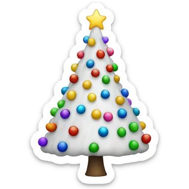 A white Christmas tree with multi-colored lights sticker