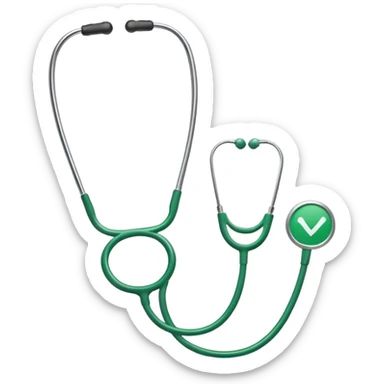 checkmark formed by a stethoscope sticker