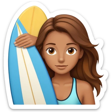 beautiful Surfer girl on the board with brown hair sticker