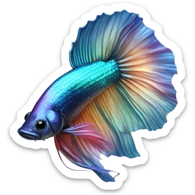Pretty iridescent long fin betta fish realistic sticker